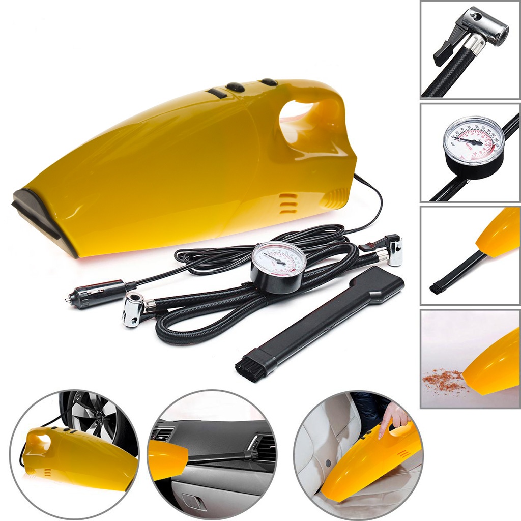 Компактный автомобильный пылесос для сухой уборки, оснащенный встроенным компрессором для подкачки автомобильных шин CARCAM Vacuum-4