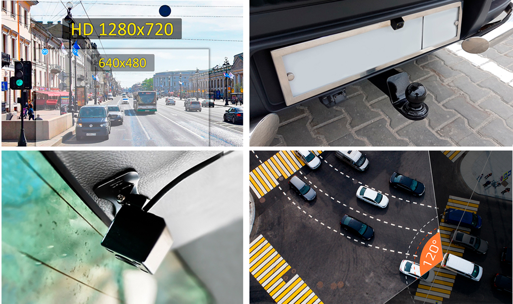 CARCAM D5 В комплект входит дополнительная миниатюрная камера, которая обладает углом обзора 120° и ведет съемку в разрешении HD 1280x720p