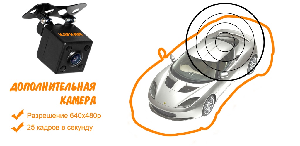 дополнительная камера - Автомобильный видеорегистратор CARCAM А360