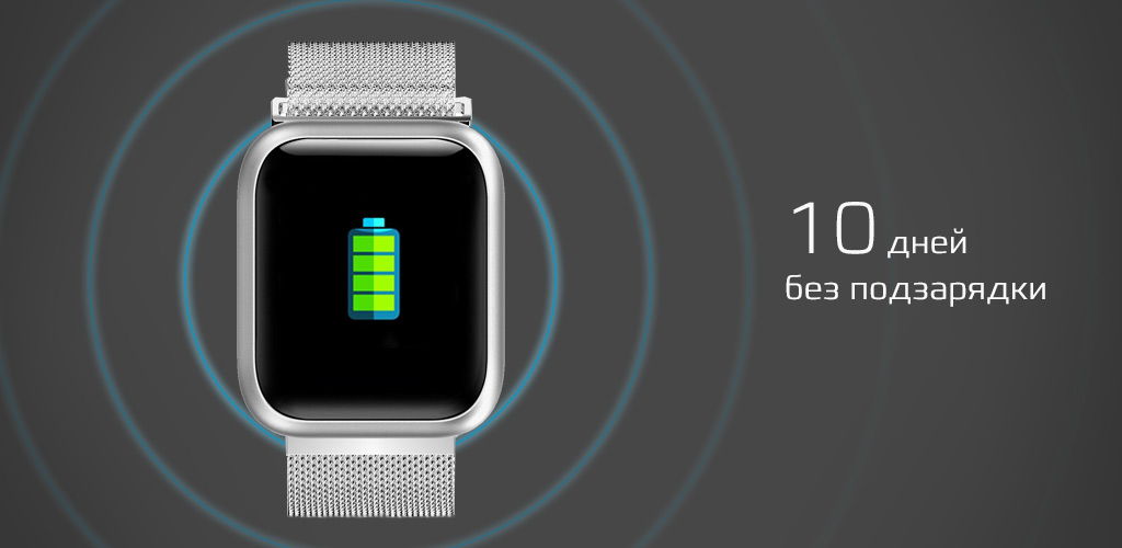 CARCAM SMART WATCH F11 - SILVER — Емкий аккумулятор