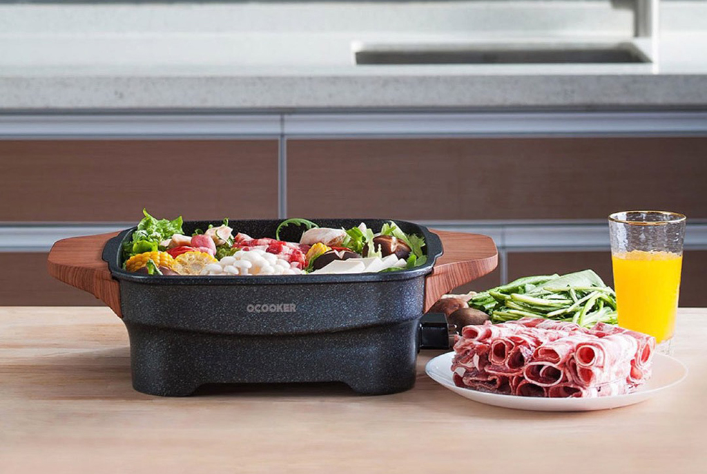 Электросковорода Xiaomi Cooker Кitchen Hot Pot Multifunctional – электросковорода с цельным корпусом из нержавеющей стали объемом 4 литра. 