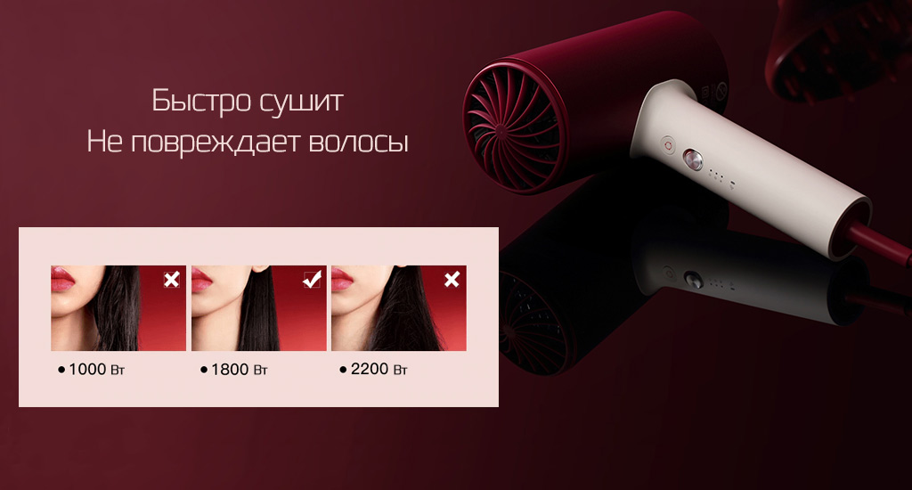 Xiaomi Anions Hair Dryer H5-T - Электродвигатель 1800 Вт