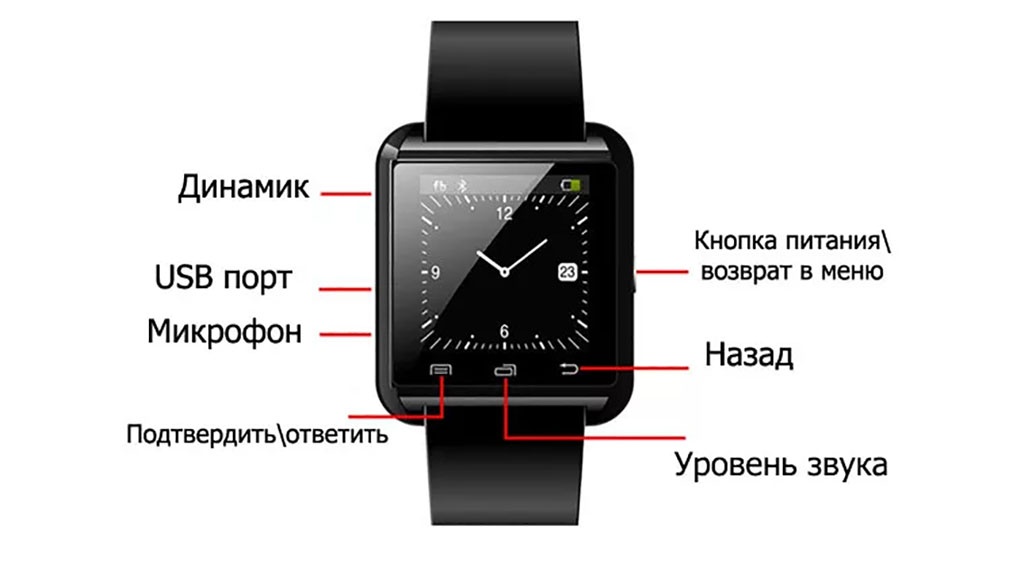 Часы SMART WATCH U8 Black - Фитнес трекер
