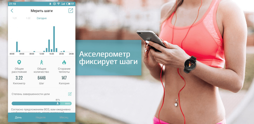 Carcam Smart Watch W8 - Шагомер