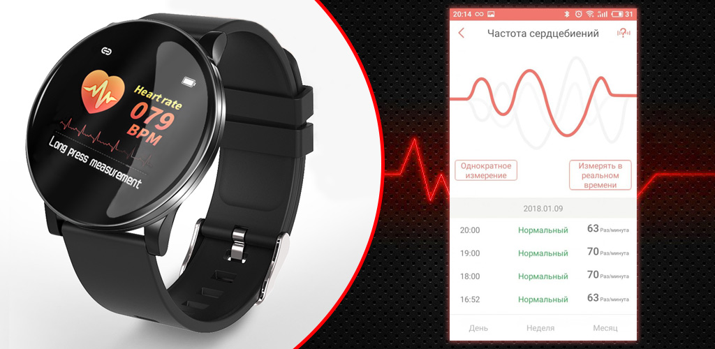 Carcam Smart Watch W8 - Пульсометр