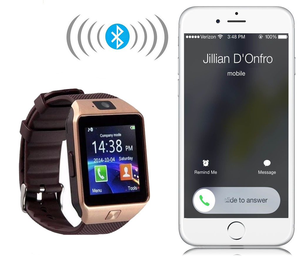 Смарт часы SMART WATCH DZ09 Gold - Синхронизация со смартфоном