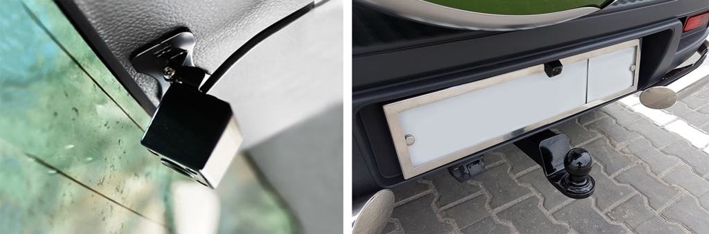 Автомобильный Full HD видеорегистратор, оснащенный дополнительной миниатюрной камерой.