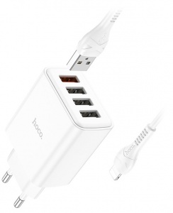 Купить Сетевое зарядное устройство Hoco C102A 4USB 2.1A QC3.0