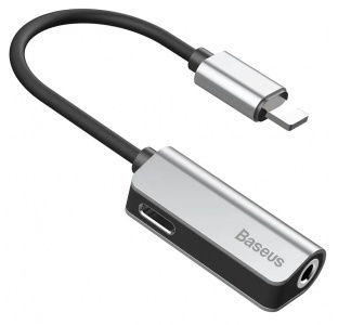 Купить Переходник для наушников Baseus L32 Lightning Male to 3.5mm + Lightning Female Black-Silver (CALL32-0S)
