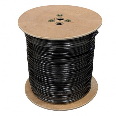 Купить Кабель коаксиальный RG-59U, 75 Ом (CCA, Оплетка AL) + 2x0.75 мм2 CCA, внешний, чёрный, 100 м