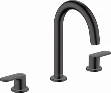 Купить Hansgrohe Vernis Blend Смеситель для раковины на 3 отверстия со сливным гарнитуром черный матовый