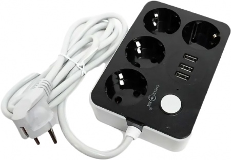 Купить Сетевой фильтр Lucky Hawk 4 Power Socket Black/Grey (314) (4 Розетки + 3 USB) 3 метра