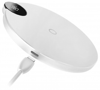 Купить Беспроводное зарядное устройство  Baseus Digtal LED Display Wireless Charger, White (WXSX-02)