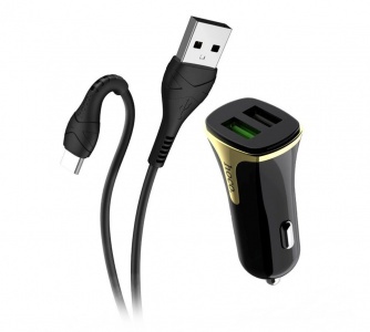 Купить АЗУ 2USB 2.4A QC3.0 Быстрая зарядка для Type-C Hoco Z31a Черный