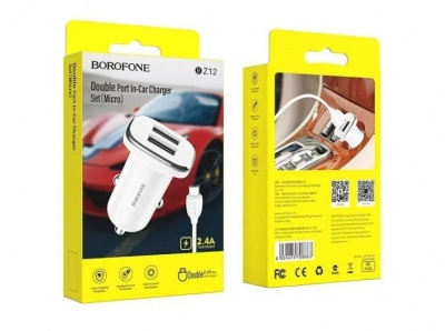 Borofone BZ12m АЗУ 2USB 2.4A для micro USB Белый