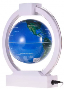 GLOBE Floating And Rotating In Midair White