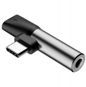 Купить Аудио переходник Baseus L41 Type-C (input) for Type-C + 3.5 mm Silver - Black (CATL41-01)