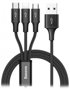 Купить Кабель Baseus Rapid Series 3-in-1 Cable USB - Lightning+MicroUSB+Type-C 1.2m (CAJS000001)