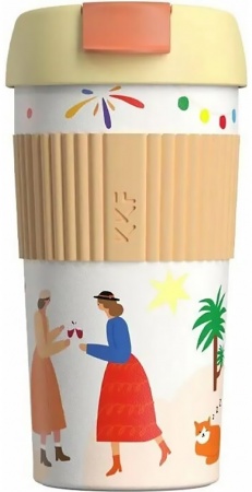 Купить Термокружка Xiaomi Kiss Kiss Fish Rainbow Cartoon 490ml Orange White