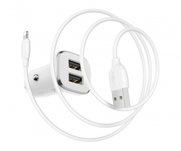 Borofone BZ12i АЗУ 2USB 2.4A для Lightning 8-pin Белый (iPhone)