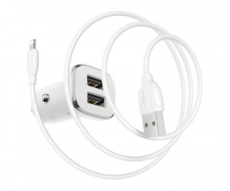 Купить АЗУ 2USB 2.4A для Lightning 8-pin Borofone BZ12i Белый (iPhone)