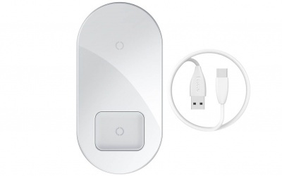 Купить Беспровоное ЗУ Xiaomi Baseus Simple 2 in 1 Wireless Charger белый