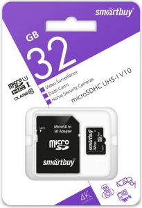 Купить Карта памяти SmartBuy microSDHC 32Gb Class10 U1 V10 (SB32GBSDCCTV)