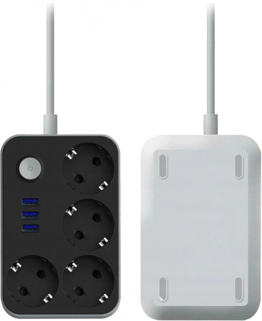 Купить Сетевой фильтр Lucky Hawk 4 Power Socket Black/Grey (314) (4 Розетки + 3 USB) 3 метра