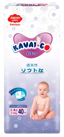 Купить Kavai-Co Baby Disposable Diapers L 9-14kg (40 Pcs)
