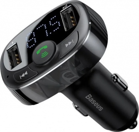 Купить Автомобильная зарядка c FM трансмиттер Baseus T-Typed MP3 Car Charger S-09A Black (CCTM-01)