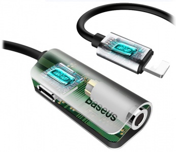 Купить Переходник для наушников Baseus L32 Lightning Male to 3.5mm + Lightning Female Black-Silver (CALL32-0S)