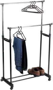 Double-Pole Telescopic Clothes Rack