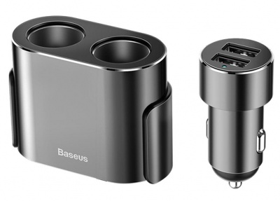 Купить Автомобильное зарядное устройство Baseus High Efficiency One to Two Cigarette Lighter Black