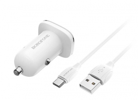 Купить АЗУ 1USB 3.0A QC3.0 Быстрая зарядка для Type-C Borofone BZ12Aa Белый