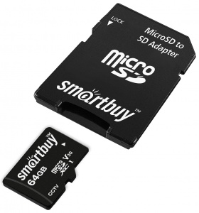 Купить Карта памяти SmartBuy microSDXC 64Gb Class10 U3 V30 (SB64GBSDCCTV)