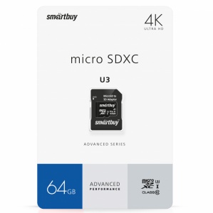 Купить Карта-памяти SmartBuy 64GB microSDXC Class 10 U3 Advanced Series