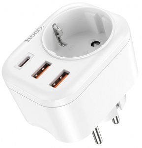 Купить Сетевой фильтр Hoco NS3 2xUSB QC3.0, 18W + Type-C PD20W White