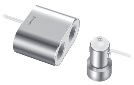 Купить Автомобильное зарядное устройство Baseus High Efficiency One to Two Cigarette Lighter Silver