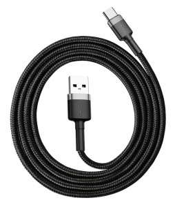 Купить Baseus Cafule Cable USB For Type-C 3A 1M Gray - Black (CATKLF-BG1)