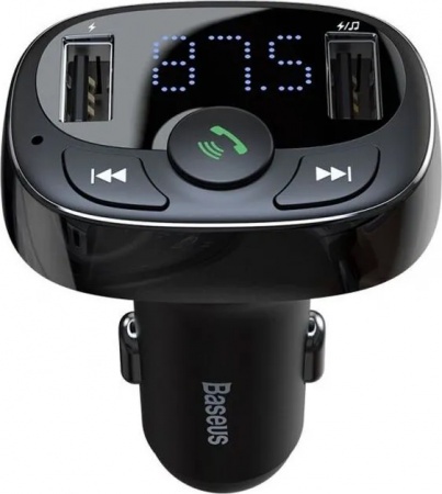Купить Автомобильная зарядка c FM трансмиттер Baseus T-Typed MP3 Car Charger S-09A Black (CCTM-01)