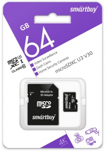 SmartBuy microSDXC 64Gb Class10 U3 V30 (SB64GBSDCCTV)