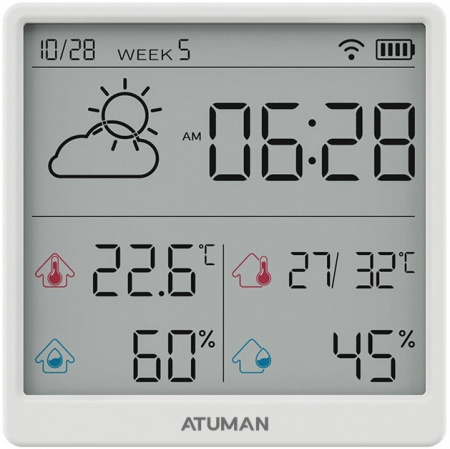 Купить Xiaomi AtuMan Intelligent Temperature and Humidity Clock TH3 White
