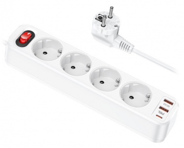 Купить Сетевой фильтр Hoco NS1 Aura 4-Bit PD20W EU / GER White