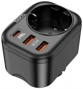 Купить Сетевой фильтр Hoco NS3 2xUSB QC3.0, 18W + Type-C PD20W Black