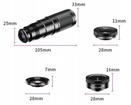 Купить Apexel Zoom Lens Kit (22x105-4in1)