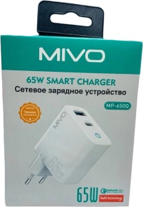 Купить Сетевое зарядное устройство Mivo MP-650Q Quick Charger 65W GaN