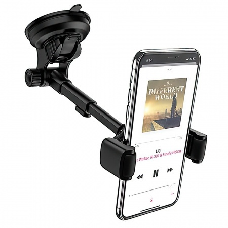 Купить Автомобильный держатель для телефона на присоске Hoco S12 Lite - Черный/Серебристый