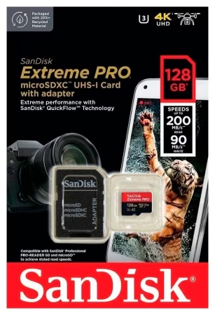 SanDisk Extreme Pro 128GB microSDXC UHS-I with Adapter (SDSQXCD-128G-GN6MA)