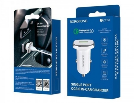 Купить АЗУ Borofone BZ12A 1USB 3.0A QC3.0 Быстрая зарядка Белый