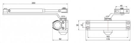 Купить Доводчик ALDC-65B для дверей до 65кг - коричневый